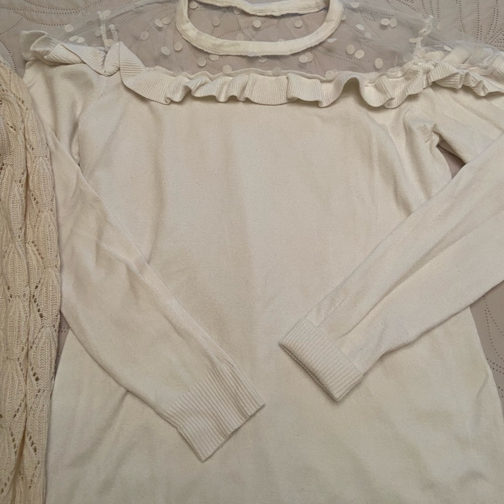 White sweater small with mesh